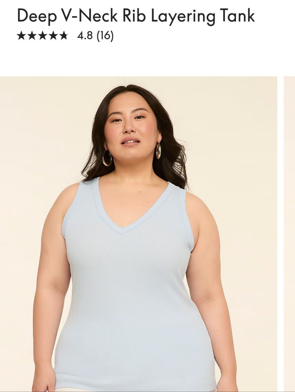 Light Blue Lane Bryant Deep V-Neck Rib Layering Tank 22/24 NWT